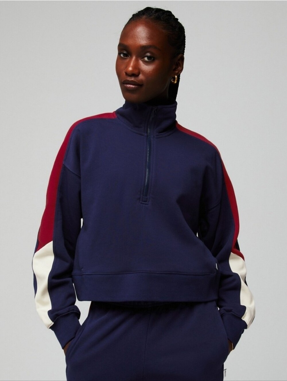 New Fabletics Navy Terry Jacket